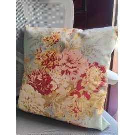 Shabby Chic Decorative Pillow Cover French Country Cottage Blue Decor Floral Farmhouse Linen Throw Pillow Cushion18x18inch Lumbar