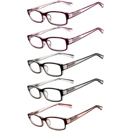 Readers 5 Pack Reading Glasses Ladies Spring Hinge lens +2.5