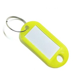 Key Label, 50PCS Key ID Tags Key Label Tags Plastic Key Tags, Tags with Keyring as Key Fob Luggage Pet Name Memory Stick Tag (Yellow)
