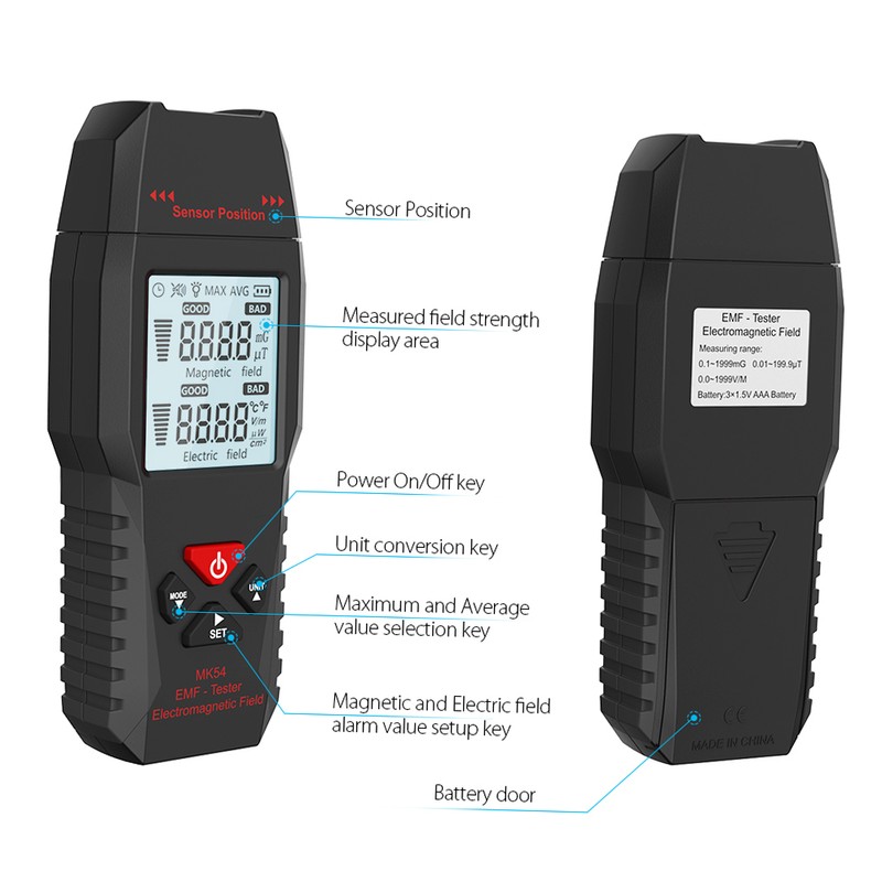MK54 EMF Tester Handheld Mini Digital LCD EMF Detector Electromagnetic