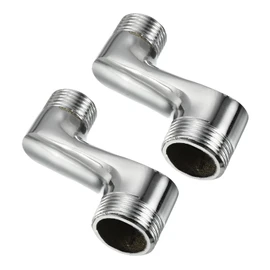 PATIKIL G1/2-G3/4 Wall Mount Faucet Adapters 2pcs 55x70mm Copper Plated Angle Adjustable Curved Foot Eccentric Accessory Silver