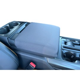 Car Console Covers Plus Hand Made in USA Designed for Ford F150 2021-2026 Select Models w/Computer Work Surface Bucket Seats ONLY Neoprene Auto Armrest Center Console Cover Protector Gray