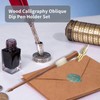Meprotal Wood Calligraphy Oblique Dip Pen Holder Set, Removable Nib