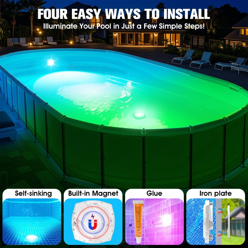 Submersible Pool Lights with Remote, High Brightness Swimming Led Pool