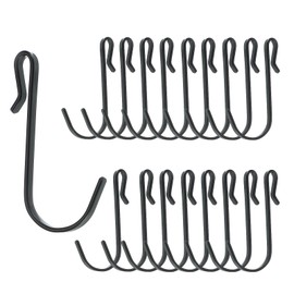 PATIKIL 2.3" J Hooks, 20 Pack Wire Rack J Shaped Click-on Hook, Hanging Sink Grid Hanger for Kitchen Bedroom Office, Black