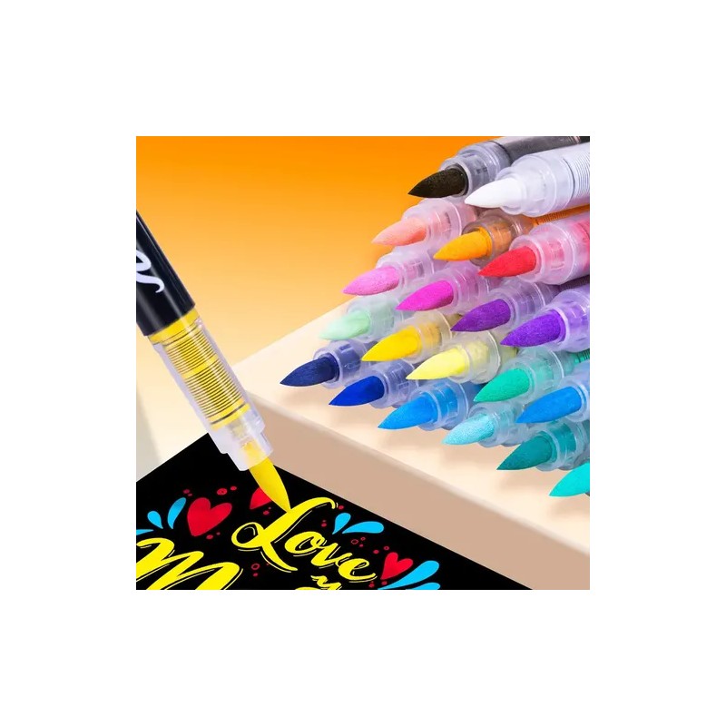 48 Plumones Punta Pincel Brush Pintura Acrílica