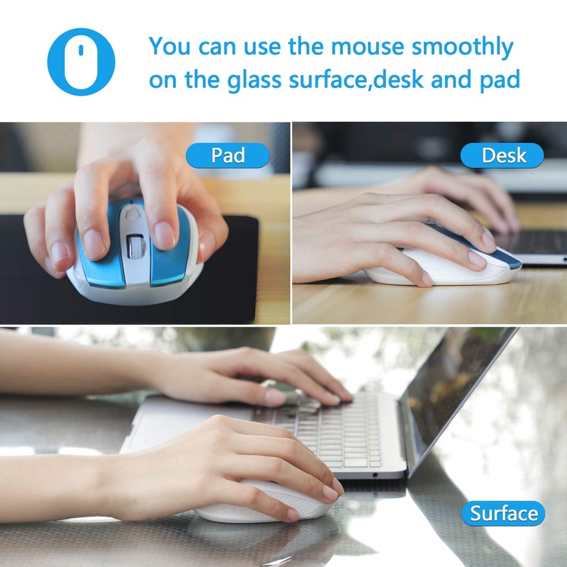 LeadsaiL Quiet Wireless Mouse 2.4 GHz 1600 DPI Optical Tracking,