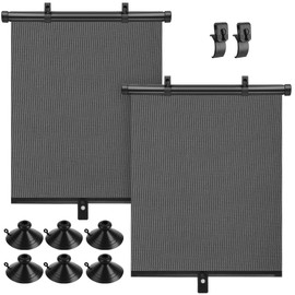 Car Window Shade for Side Windows, 2 Pack Sun Shade Retractable for Car Blocks Heat and UV Rays Glare Protection Roller Sunshade Visor for Baby, Kids, Pets, Passengers