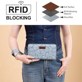 Wrangler Womens Daisy Wallet Large Wristlet Keychain Wallets for Women Bifold Wallets, Card Cases & Money Organizers Ladies Female Clutch Wallet with RFID Lining and ID Window