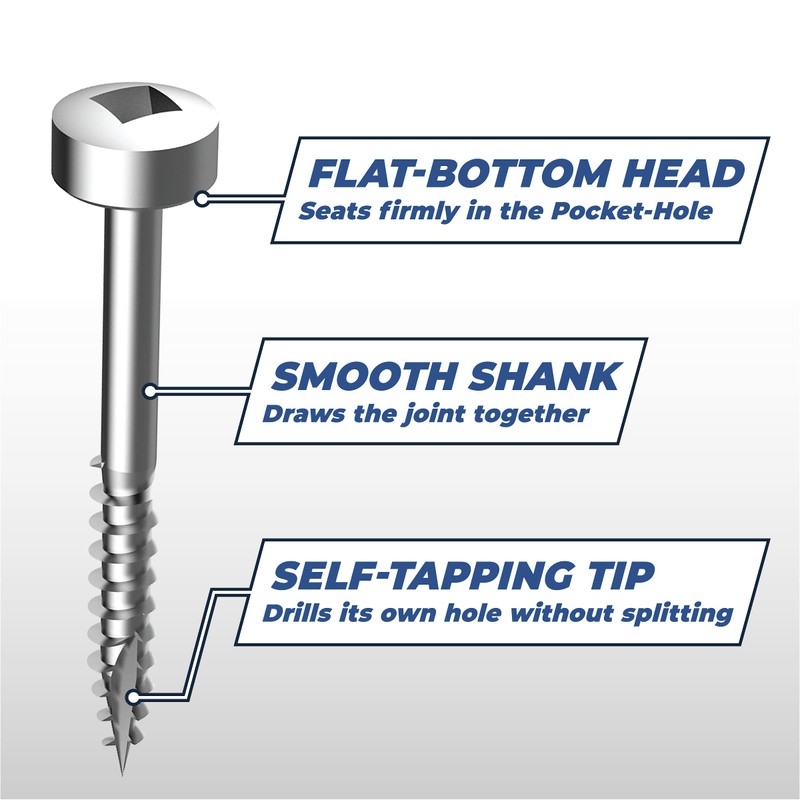 Kreg SPS-F125-100 Zinc Pocket Screws, 1-1/4 Inch #6 Fine Thread,