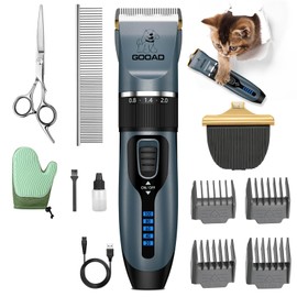 Gooad Cat Clippers, Professional Grooming Kit, Cordless Clippers for Thick Coats, Hair Trimmer, Low Noise Shaver Quiet Pet Tools Cats Dogs (Blue), 1.0 Count