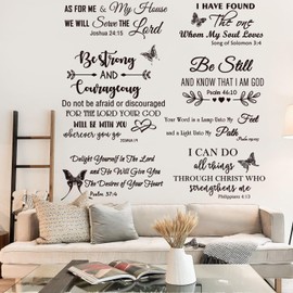 Bible Verse Wall Stickers Inspirational Decals Peel and Stick Vinyl Christian Faith Cross Wall Stickers Prayer Wall Decor Art for Easter Dining Room Bedroom Office Decor
