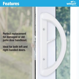 Wright Products Patio Sliding Door Handle Set, Mortise Style, Perfect Replacement for Damaged Sliding Door Handles, Sleek Design, Reversible Design(Non-Handed), White