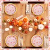 100 Pcs Fall Pink Pumpkin Paper Plates 7 Inch Autumn