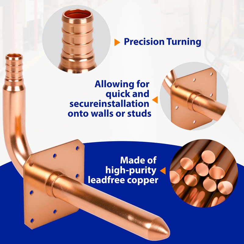 (Znkiok 2 Pack) 1/2 Inch Pex Fittings,Copper Stub Out Elbow