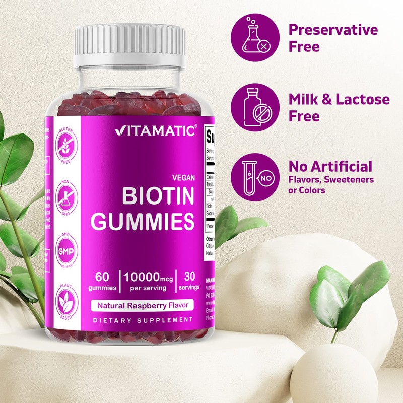 Vitamatic Vitamatic Biotin Gummies 10,000 mcg for Stronger Hair, Skin