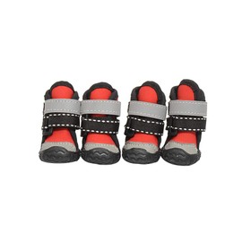 Leconpet Dog Boots Water Resistant Dog Shoes with Reflective Fastening Straps and Rugged Anti-Slip Sole 4PCS (2#, Red)