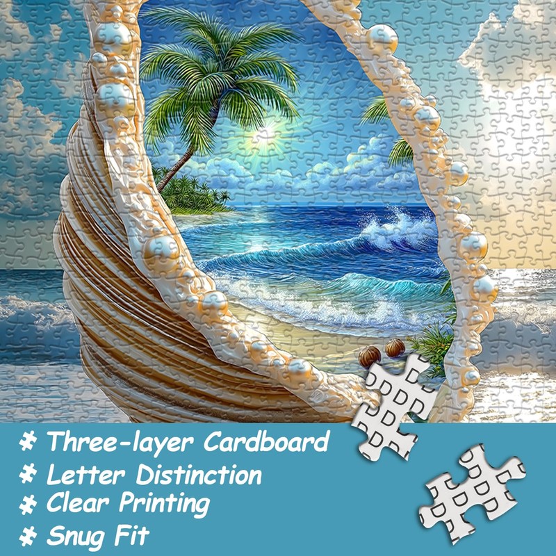 Beach Puzzles for Adults 1000 Piece, PICKFORU Summer Marine Jewel