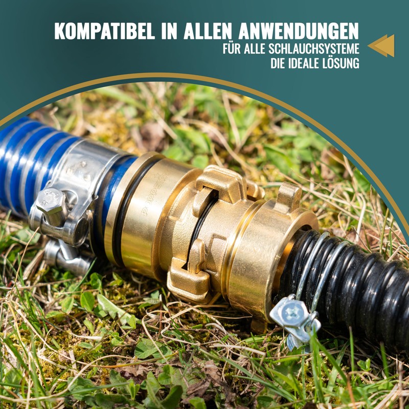 Poppstar 2x Brass Quick Coupling 1 1/2 Inch Internal Thread