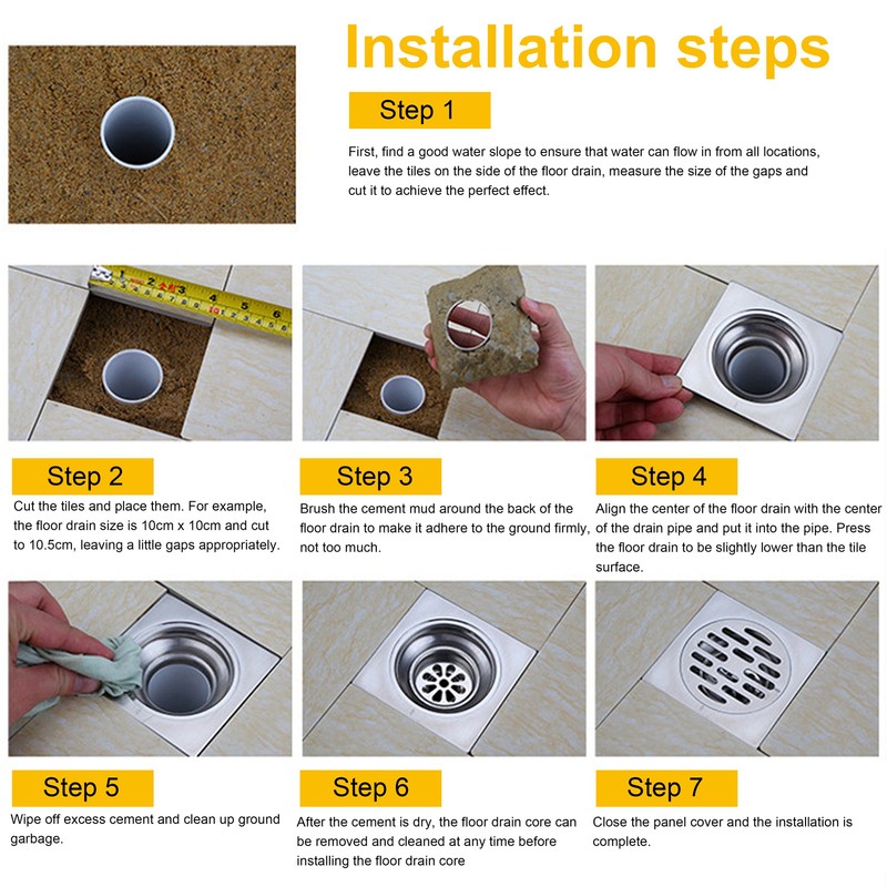 Brushed Shower Floor Drain Copper Floor Strainer for Kitchen Bathroom