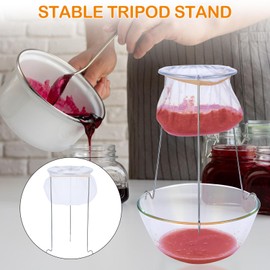 Jelly Strainer Stand with 4 Reusable Staining Bags, Stainless Steel Strainer Stand with Replacement Strainer Bags for Straining Juice Yogurt Cheese Broth Nut Milk