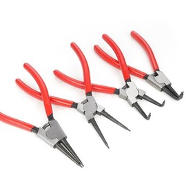 Sprengringzangensatz 4tlg.,Sicherungsringzange Set 180mm, sicherungsringzangen, Seegeringzange für Innen- und Außensicherungen, gerade, gebogen, Seegeringzangen, Sprengringzange