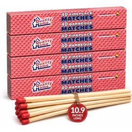 10.9" Extra Long Wooden Safety Matches - Strike on Box - 4 Pack