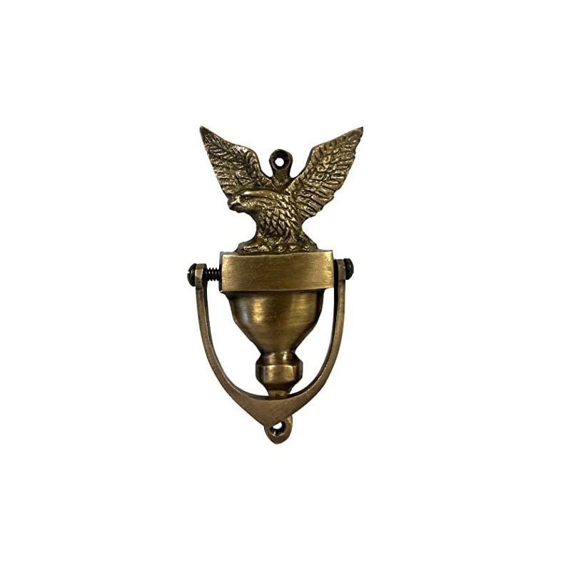 Schooner Bay Co. Antiqued Brass American Eagle Privacy Door Knocker,