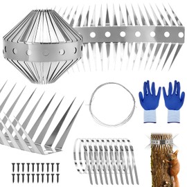 QWORK Bird Spikes, Stainless Steel Animal Deterrent Spikes, Keep Birds Squirrel Woodpeckers Away, for Roof Window Fence, 79 Inches