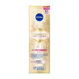 NIVEA Luminous 630 CC Anti-Fleckenfluid FPS30 Claire Teint (1 x 40 ml), CC Cream Unified Teint, Foundation deckt Unvollkommenheiten ab, getönte Gesichtspflege Anti-Aging Concealer Fleckenreduzierer
