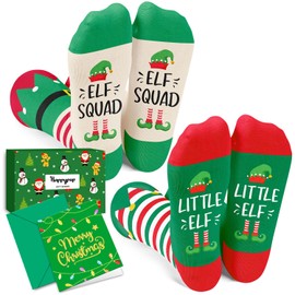 HAPPYPOP Christmas Gifts Stocking Socks for Kids - Elf Socks Elf Stockings for Boys Girls, Xmas Stocking with Greeting Card for Tweens