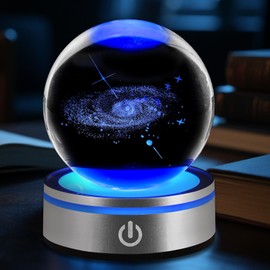 ShimmerLoom 3D Galaxy Crystal Ball Night Light - LED Milky Way Lamp with Color-Changing Base, Science Astronomy Gift & Space Decor for Kids, Teens, Adults, and Astrophysics Enthusiasts