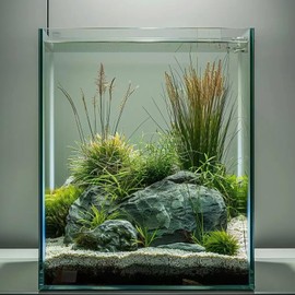 Vimvins 3 Gallon Glass Fish Tank, Easy to Maintain Small Aquarium for Betta/Snails/Shrimp and Aquatic Planting.