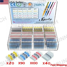 AP 250Pcs Waterproof Heat Shrink Butt Terminals Solder Seal Sleeve Wire Connector