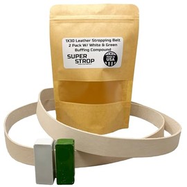 1X30 Leather Honing Polishing Belts 2 Pack with White & Green Buffing Compounds