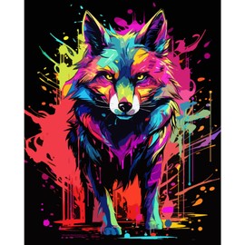 Tucocoo Wolf Colourful Paint by Numbers Kits 40 x 50 cm Canvas DIY Digital Oil Painting for Adults with Brushes and Acrylic Pigment - Animal Realistic Cartoon Graffiti Style for Home Decor (Frameless)