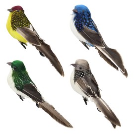 WOFASHPURET 4pcs Artificial Feathered Birds - Simulation Foam Birds Garden Ornaments for Home Decor, Miniature Magpie Models for Garden Layout, Multi-Color