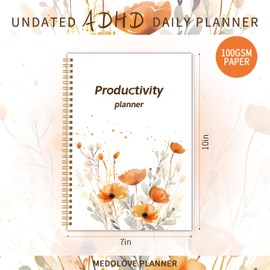 ADHD Daily Planner with Hardcover for Men & Women ,Productivity Planner & Undated Task Management Organizer Daily Schedule,Self-Care,To-Do List for Neurodivergent Adults, Focused Planners for Adult & Teens