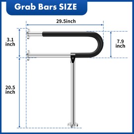 Stainless Steel Handicap Grab Bars Rails 29.5 Inch Toilet Handrails Bathroom Safety Bar Support Rail for Seniors Elderly Disabled Mounted Bath Grips (Stainless Steel, 29.5 Inch)