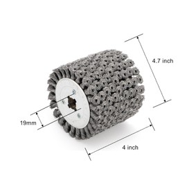 Yopay Twisted Steel Wire Wheel, 4.7"x 4"Knotted Wire Brush Drum Wood and Metal Surface Polishing Conditioning Tool, Texturing Rust Wood Grain Restoration-3/4(Wire 0.5mm)