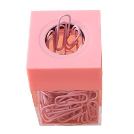 Jowxsx Pink Magnetic Paper Cilp Dispenser Holder Clear Acrylic Paper Clip Organizers with Magnetic Top for Desk Cute Office Binder Clip, Paper Clip Holders Office and School Supplies Office Products