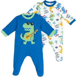 Chicco, Cotton Romper Set with Foot, Baby Girl, blue/white