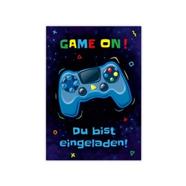 Minkocards 12 Invitation Cards Children's Birthday Boy Gamer Party Including 12 Envelopes Invitations Boys Birthday Invitations