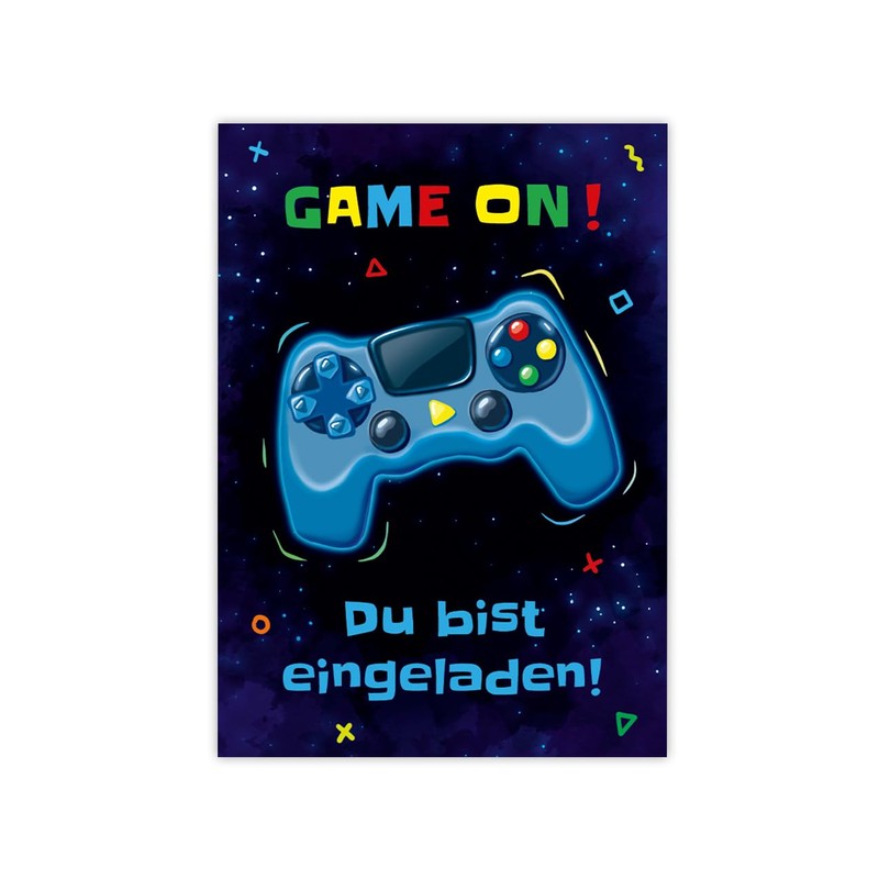 Minkocards 12 Invitation Cards Children's Birthday Boy Gamer Party Including