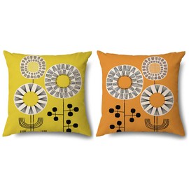 OTOSTAR Cushion Covers 45x45cm Nordic Set of 2 Fashion Cute Patterns Flax Linen Cushion Cover for Sofa Backrest Decorative Pillow Cover Zabuton Cover