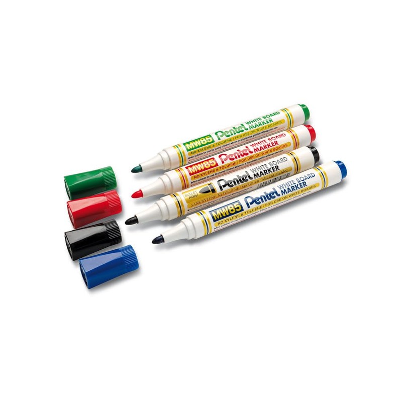 Pentel 4,2 mm Whiteboard Marker, mit Rundspitze, Schwarz, 12 Stifte)