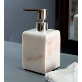 KLEO Soap/Lotion Dispenser - Made of Genuine Indian Marble - Luxury Bathroom Accessories Bath Set - White