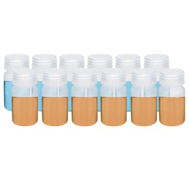 PATIKIL 12Pcs 60ml Reagent Bottles, PP Wide Mouth Round Bottles with Screw Cap for Lab Water Reagent Liquids Solid Sample Storage Seal, White
