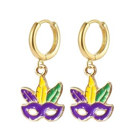 Colorful Mardi Gras Earrings Mardi Gras Masks Shape Earrings Dainty Carnival Earrings for Women Carnival Jewelry (Mask)