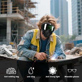 Riding Goggles - Motorcycle Helmet Riding Goggles Glasses,Windproof Anti-Fog Motocross Eyewear Vintage Welding Glasses for Bike Motorbike Driving